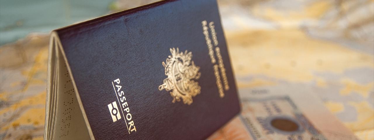 Passport lying on edge